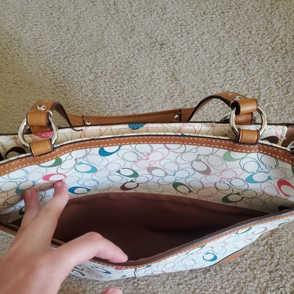 Coach Heritage Chelsea Tote Bag With Multicolored Signature Logo - Picture 8 of 13